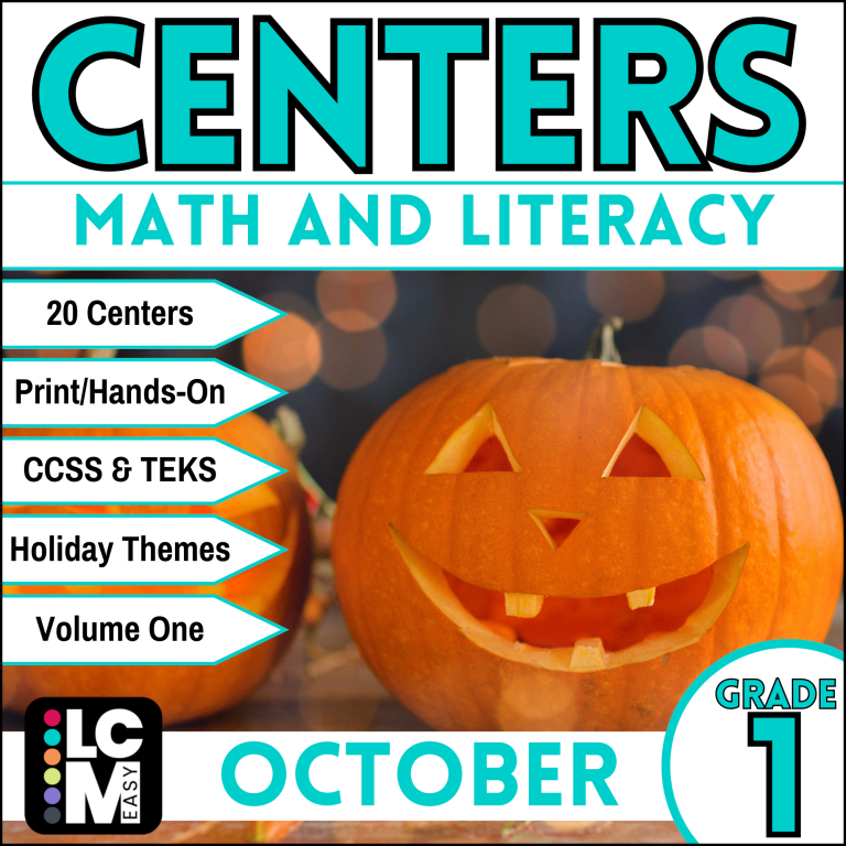 first grade october math and literacy centers