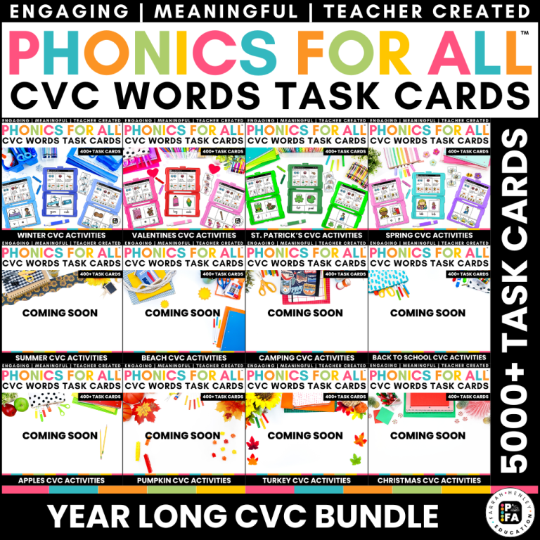 CVC Word Activities Task Cards