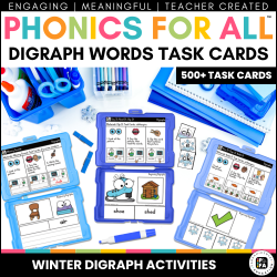 winter digraph activities task cards