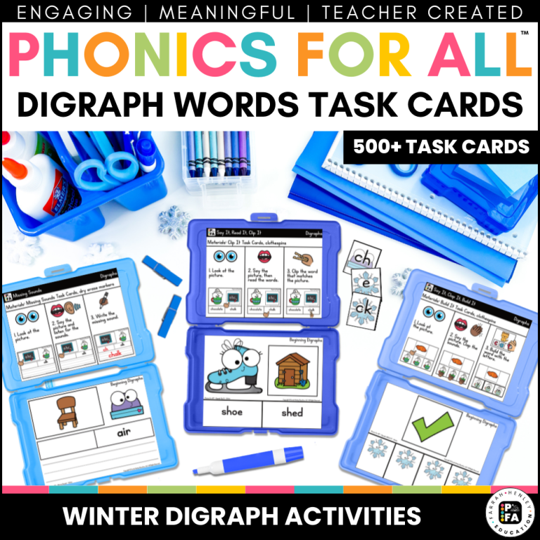 winter digraph activities task cards